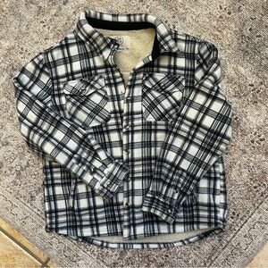 Soft Plaid Flannel Fleece Sherpa Pocketed Button Down Thermal Jacket L